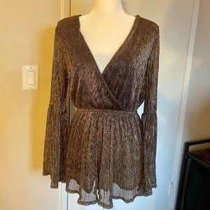 Elegant Metallic Shimmering Brown Romper